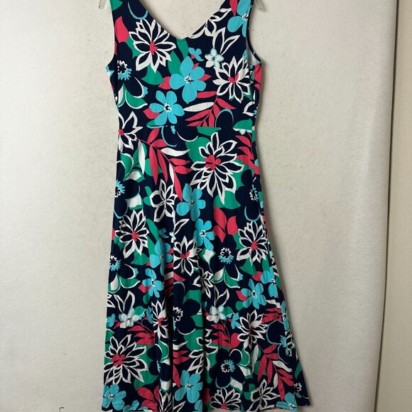 Talbots Dress sz M maxi Blue Jersey Knit Sleeveless Floral Botanical NEW - Picture 5 of 6
